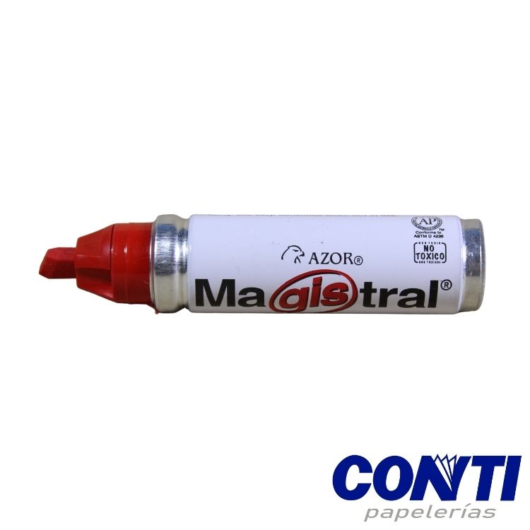 [3] Marcador pizarrón punta cincel Aluminio Magistral Azor 6mm Rojo 830