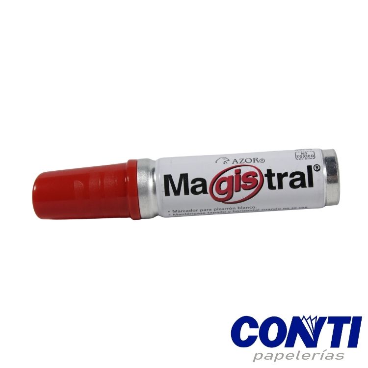 [5] Marcador pizarrón punta cincel Aluminio Magistral Azor 6mm Rojo 830
