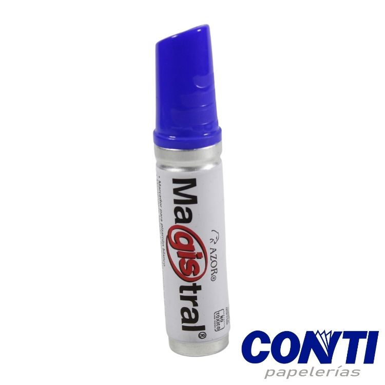 Marcador pizarrón punta cincel Aluminio Magistral Azor 6mm Azul 830