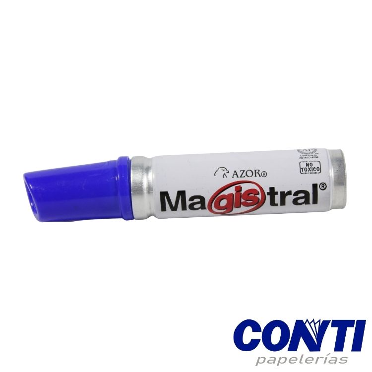 [3] Marcador pizarrón punta cincel Aluminio Magistral Azor 6mm Azul 830