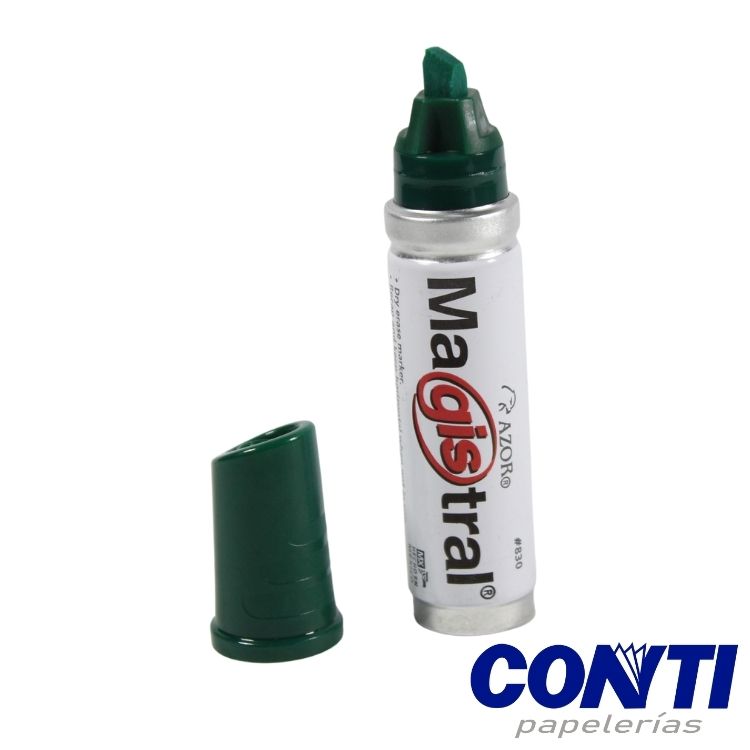 Marcador pizarrón punta cincel Aluminio Magistral Azor 6mm Verde 830