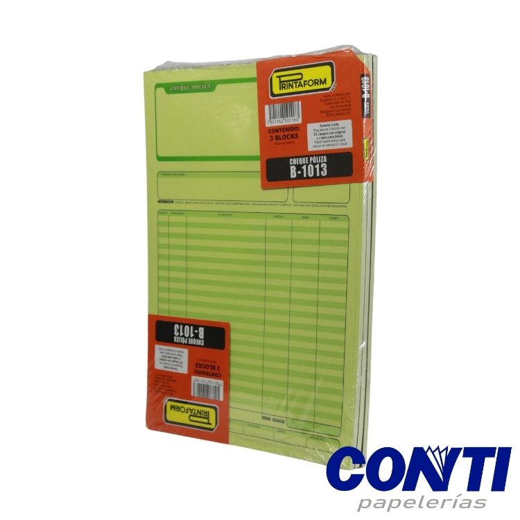 [3] Póliza cheques Printaform Carta 1013