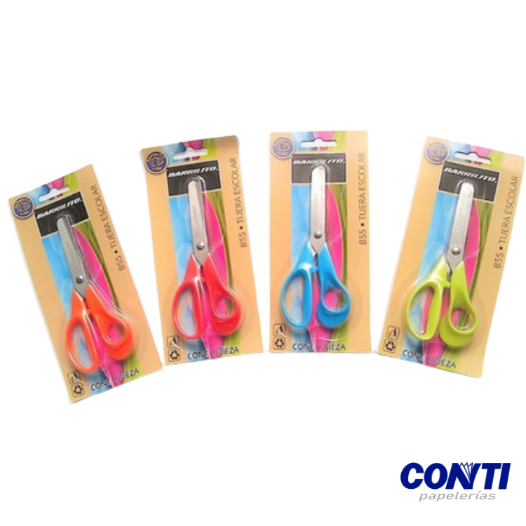 Tijera escolar Punta roma Barrilito Multicolor C/1 B55