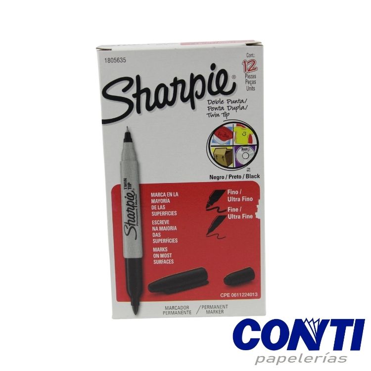 Marcador permanente fino punta doble Twin tip Sharpie Negro C/1 32001b