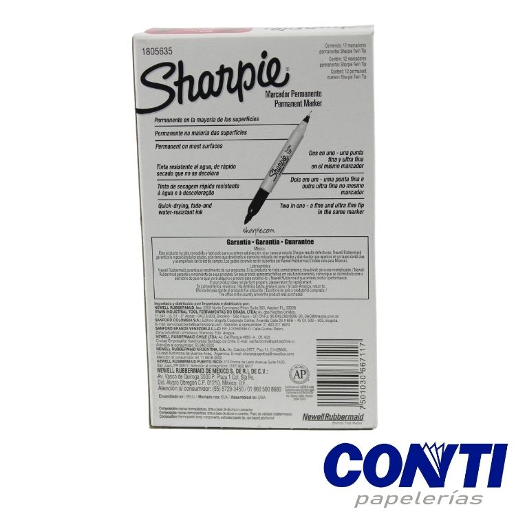 Marcador permanente fino punta doble Twin tip Sharpie Negro C/1 32001b