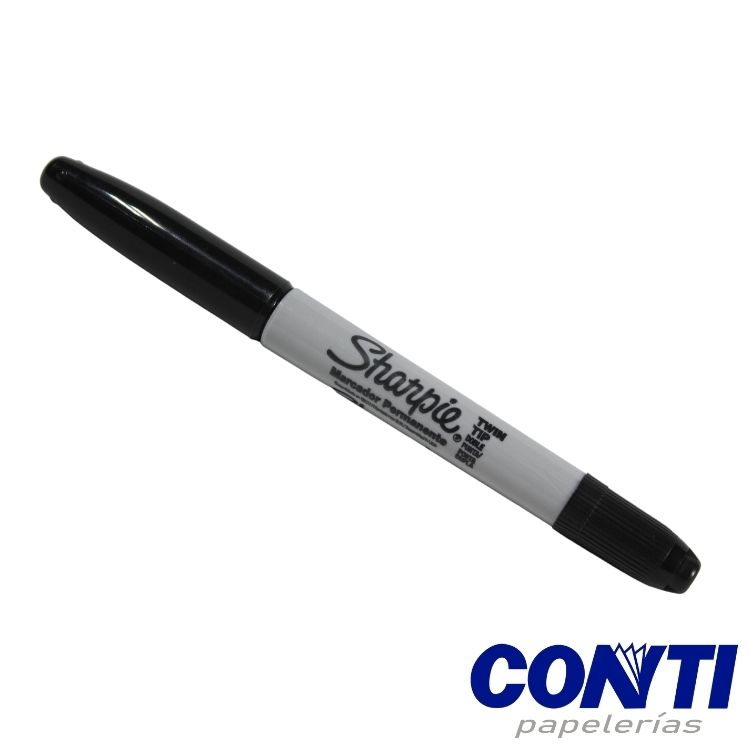 [4] Marcador permanente fino punta doble Twin tip Sharpie Negro C/1 32001b