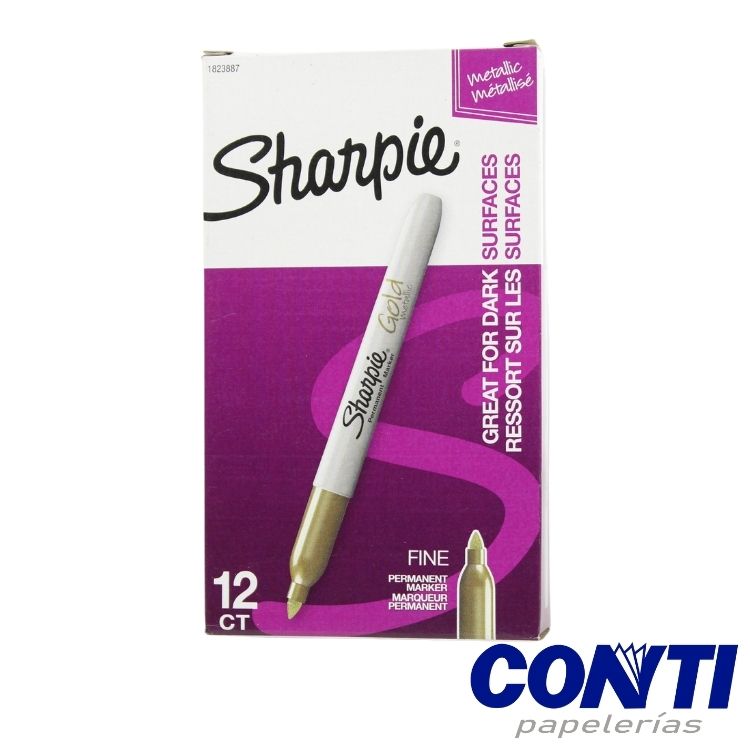 [4] Marcador permanente fino Sharpie Dorado metalico C/1 1823887