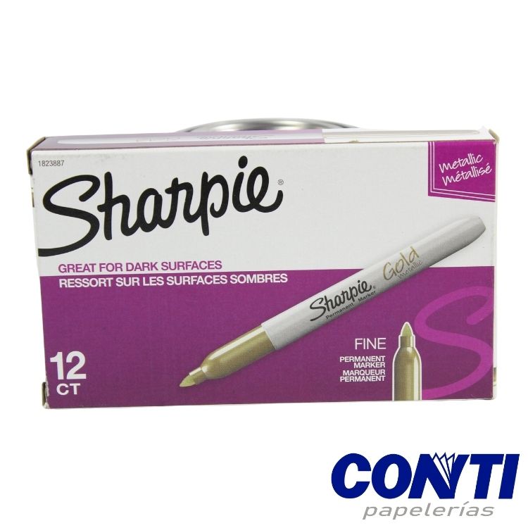 [5] Marcador permanente fino Sharpie Dorado metalico C/1 1823887