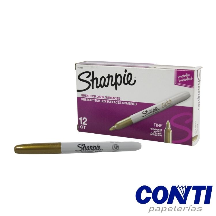 [6] Marcador permanente fino Sharpie Dorado metalico C/1 1823887