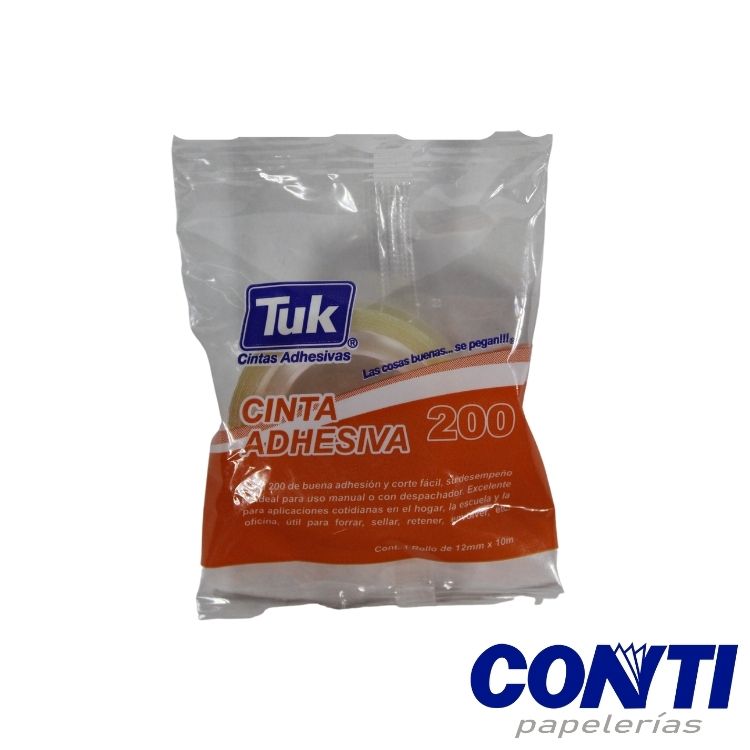 Cinta adhesiva Tuk 12mmx10m Transparente 200
