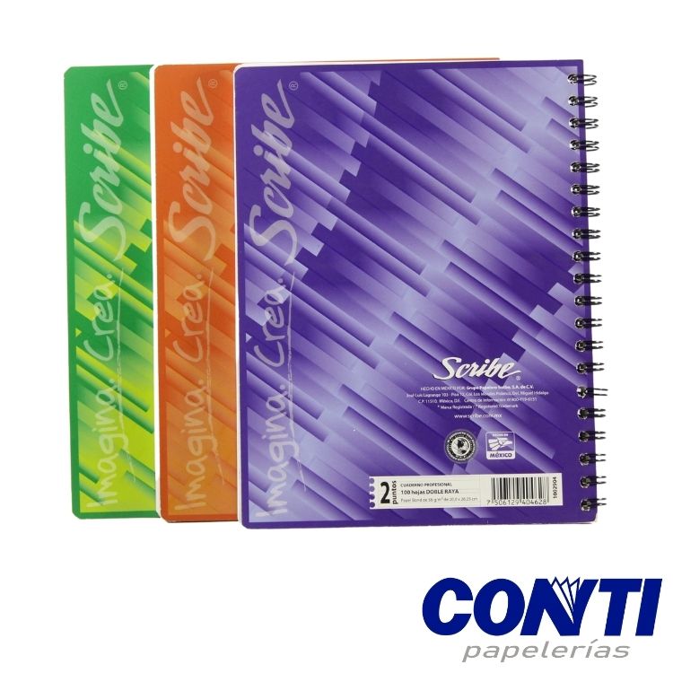 Cuaderno espiral Clasico doble raya Scribe Profesional 100 Hojas Multicolor S2904