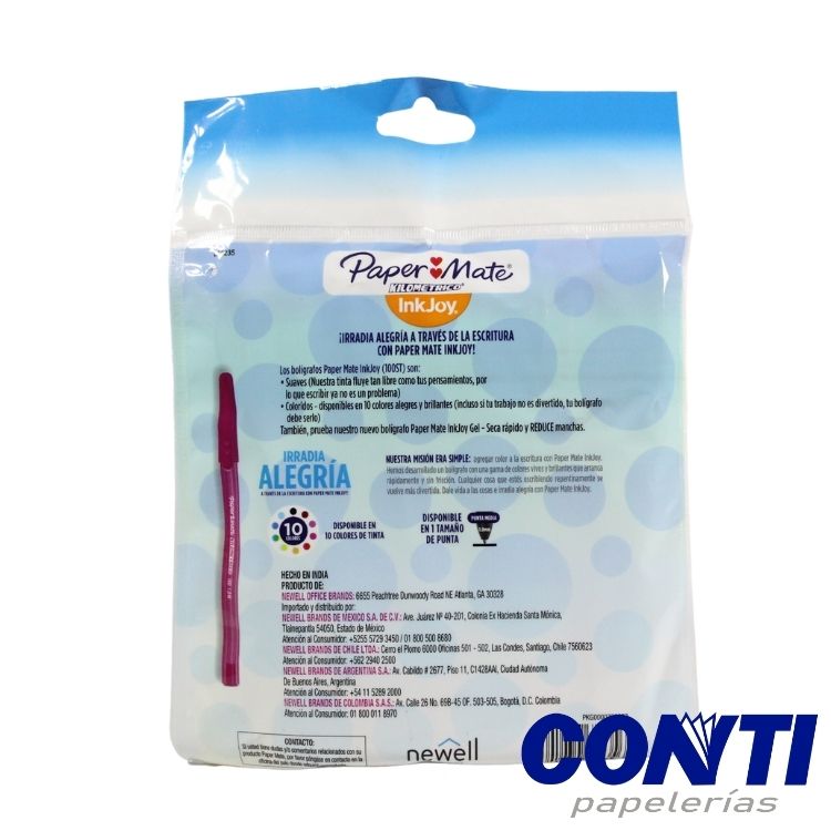 Bolígrafo punta media Kilometrico 100 Paper Mate 1 mm Multicolor C/10 La8235
