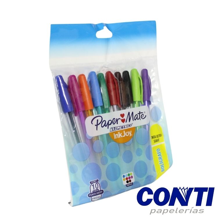 [3] Bolígrafo punta media Kilometrico 100 Paper Mate 1 mm Multicolor C/10 La8235