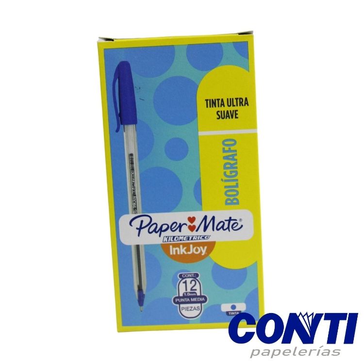 [7] Bolígrafo punta media Kilometrico 100 Paper Mate 1 mm Azul La3531
