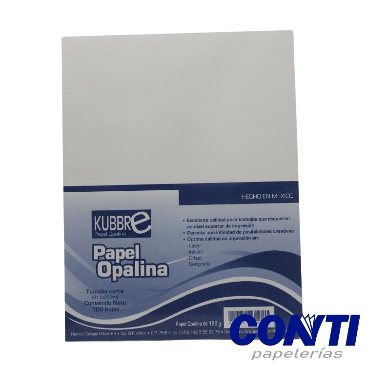 Papel opalina Kubbre Carta 125grs Blanca 100 hojas