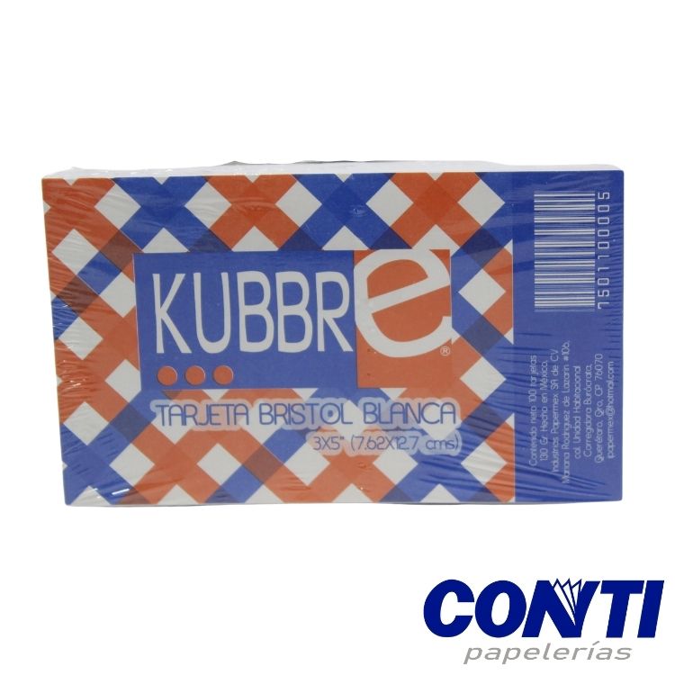 Tarjeta bibliográfica Kubbre 3x5'' Blanca C/100