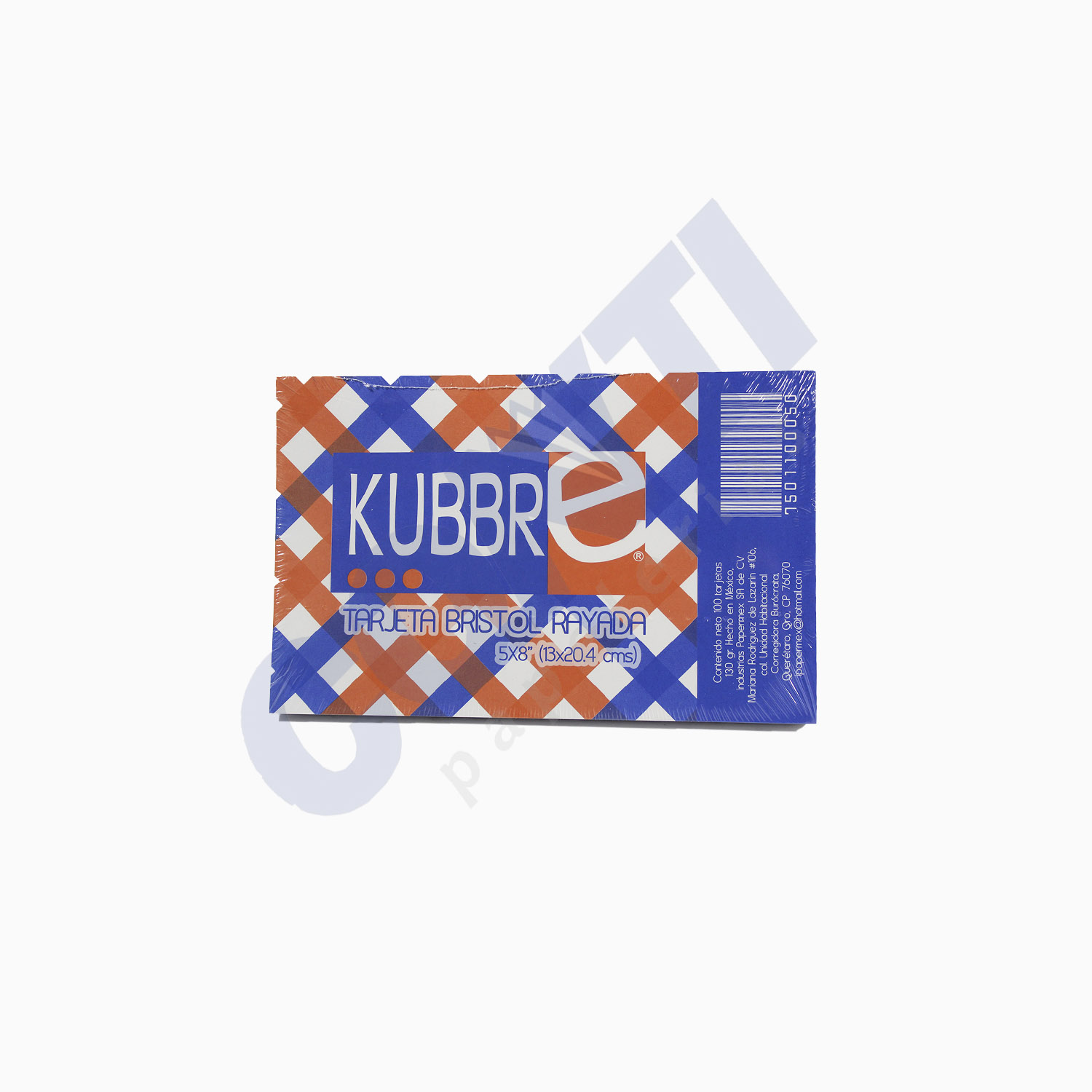 Tarjeta bibliográfica Rayada Kubbre 5x8'' Blanca C/100