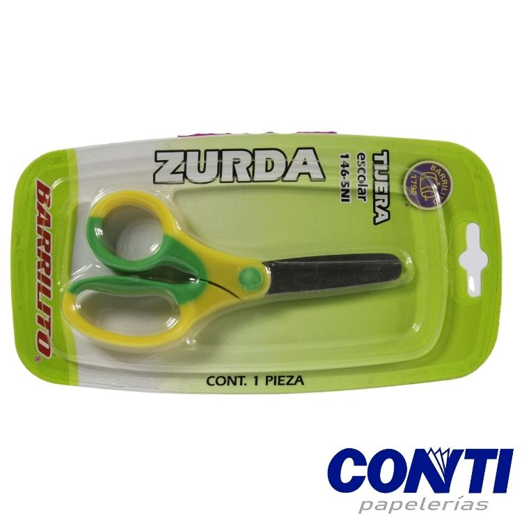 [3] Tijera escolar zurda Punta roma Barrilito Multicolor C/1 146-5ni