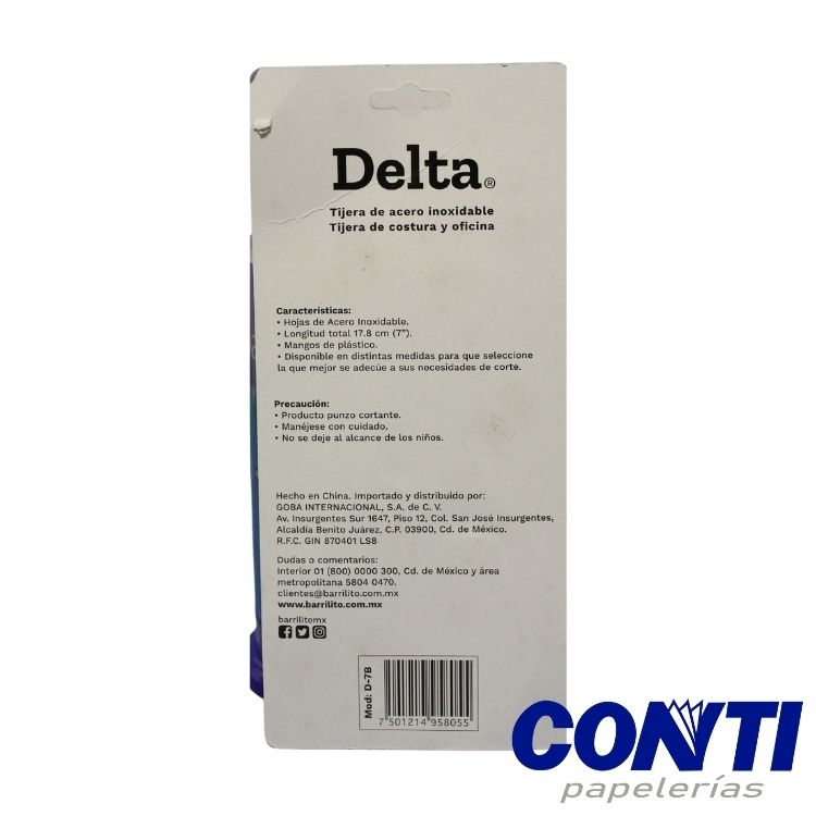 Tijera costura y oficina Delta 7'' Multicolor C/1 D-7b