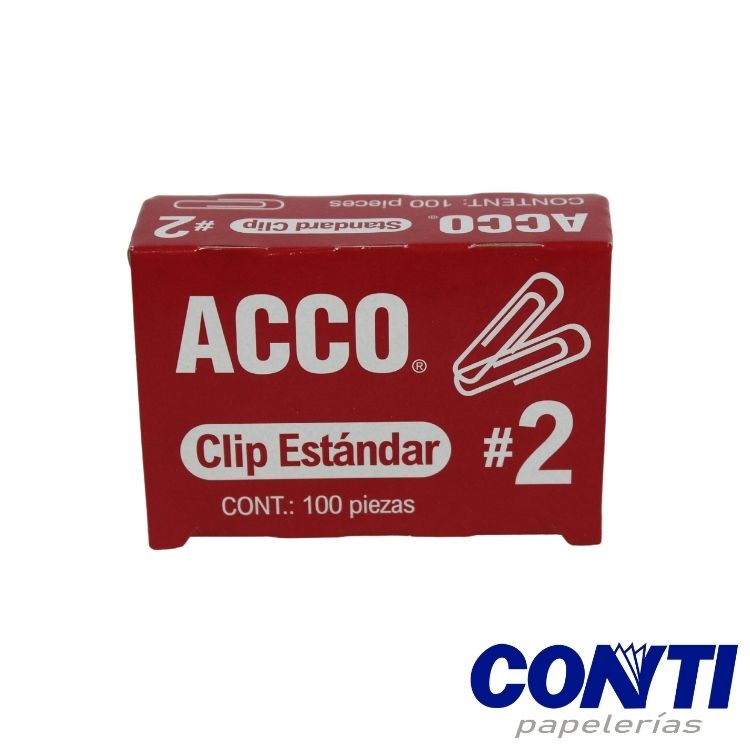 Clip estándar Acco No 2 20 hojas C/100 P1660