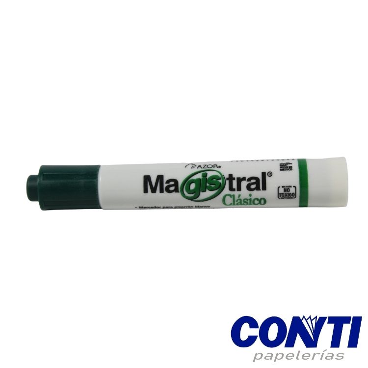 [3] Marcador pizarrón punta cincel Magistral clásico Azor 6mm Verde 83404
