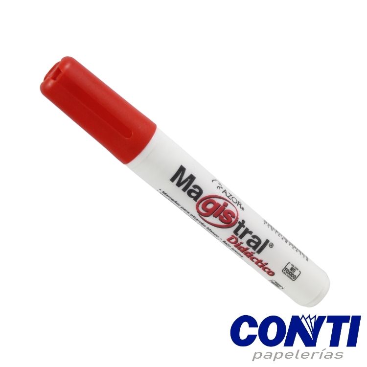 [3] Marcador pizarrón fino Magistral didáctico Azor 2mm Rojo 84002