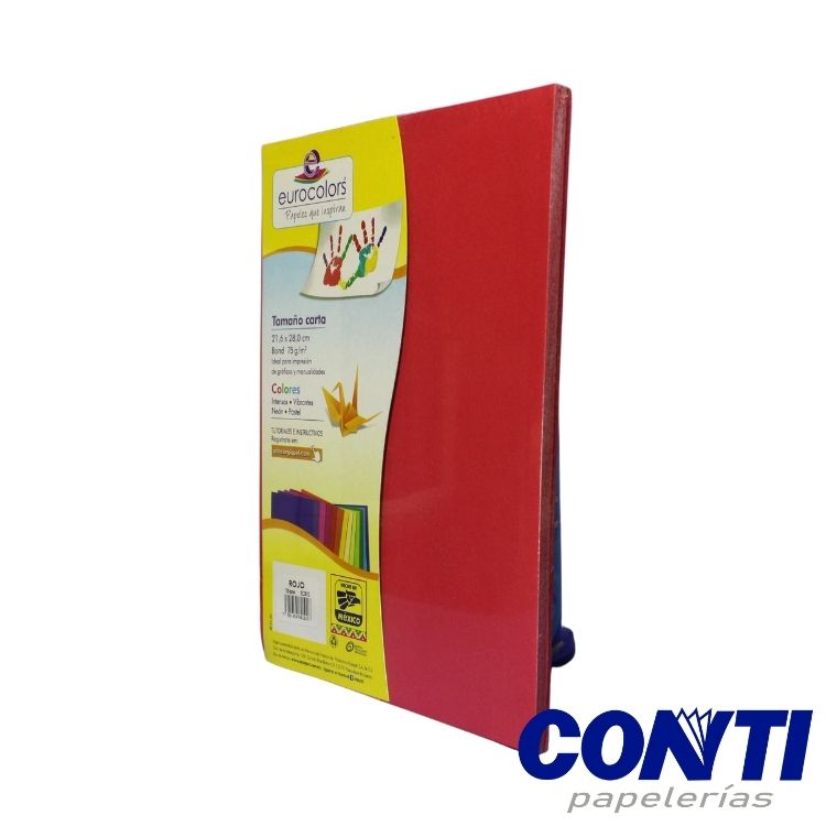 Hojas de colores Eurocolors Carta Rojo C/100 EC0010