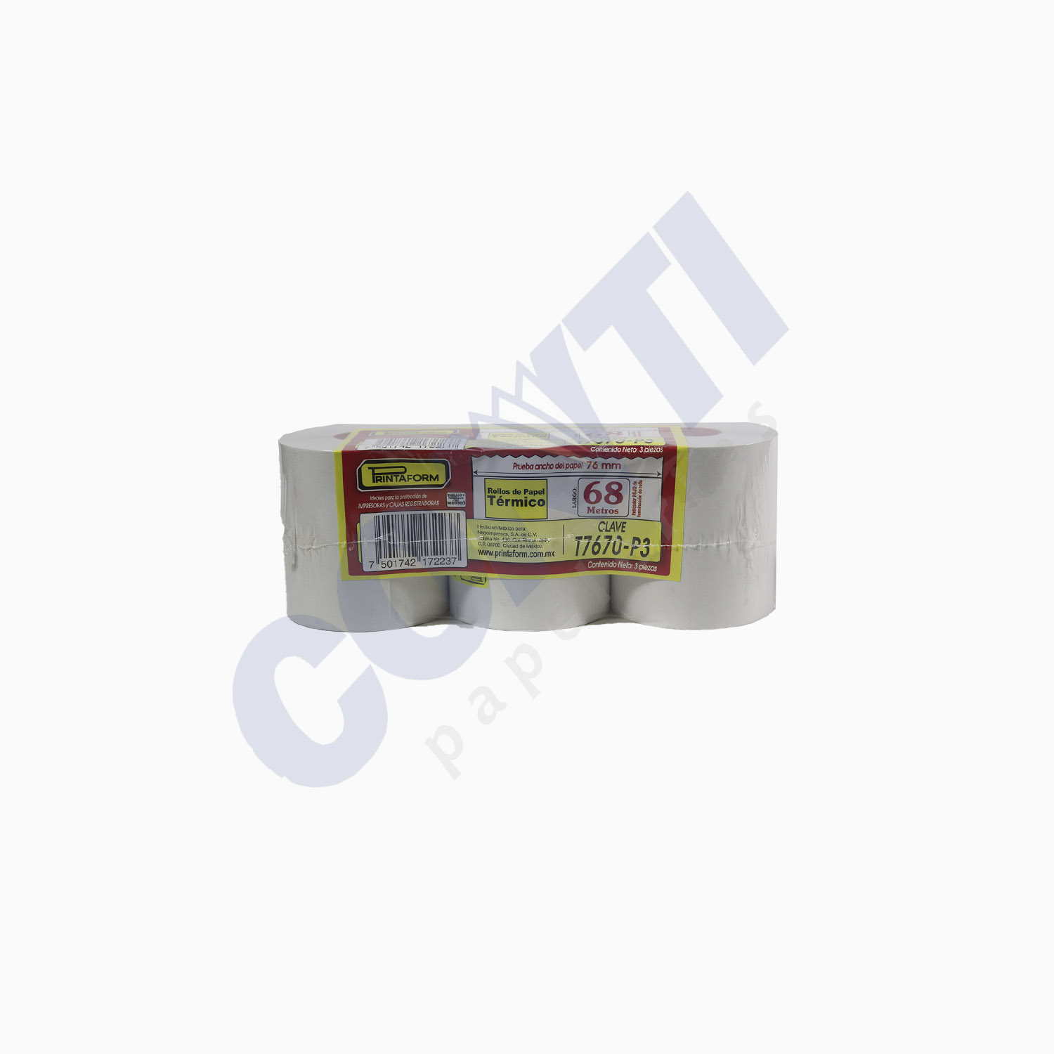 Rollo papel térmico Printaform 76mmx68m Blanco T7670-P3