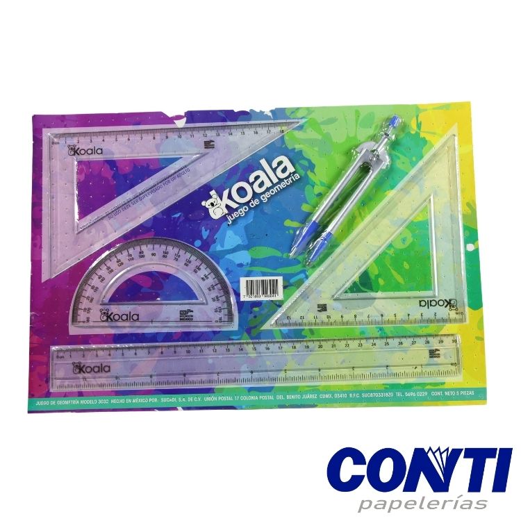 Juego de geometría Koala Grande Transparente 3032