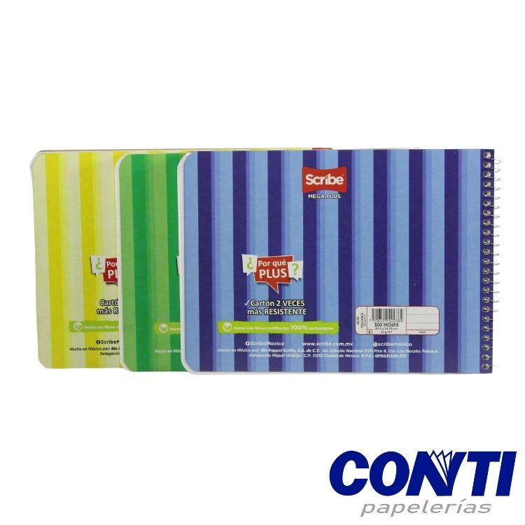 Cuaderno espiral Mega plus raya Scribe Italiano 100 hojas Multicolor W4530