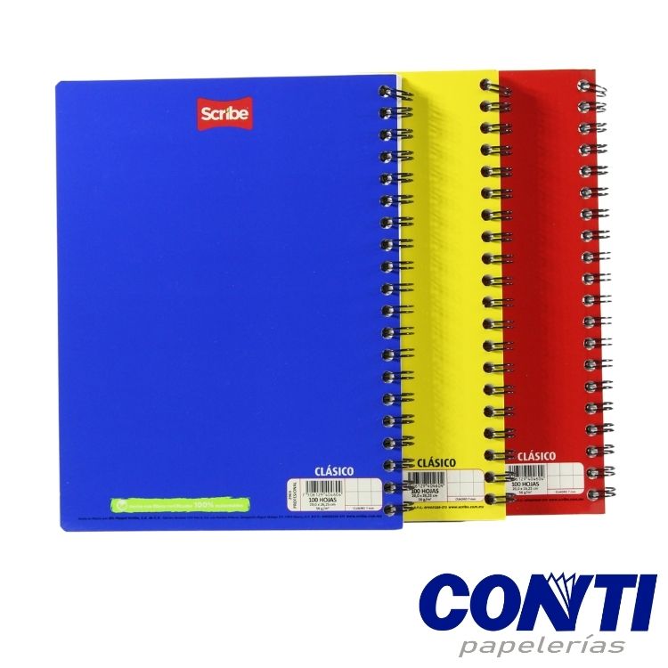 Cuaderno espiral Clasico cuadro 7 Scribe Profesional 100 Hojas Multicolor S2903