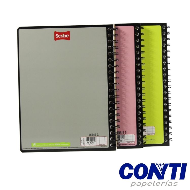[4] Cuaderno espiral Serie 3 cuadro 7 Scribe Profesional 100 Hojas Multicolor 9653