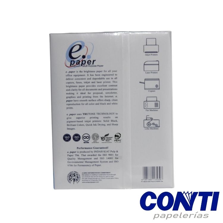 Papel bond Epaper Carta 70grs Blanco 500 Hojas