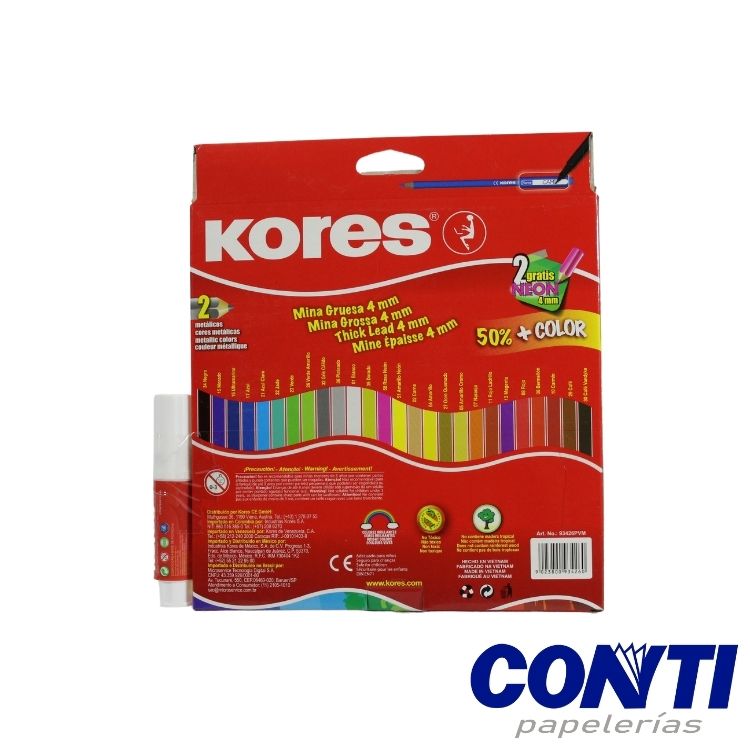 Colores unipunta triangulares +1 sacapuntas Kores Largos Multicolor C/24