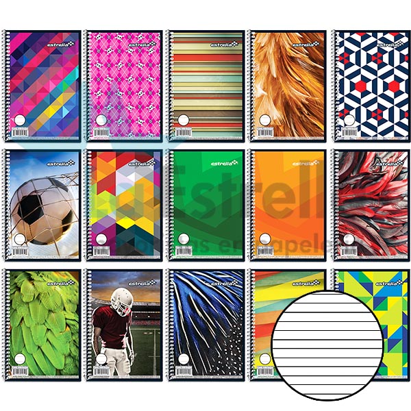 Cuaderno espiral Apuntes raya Estrella Francés 1/8 100 Hojas Multicolor 0052