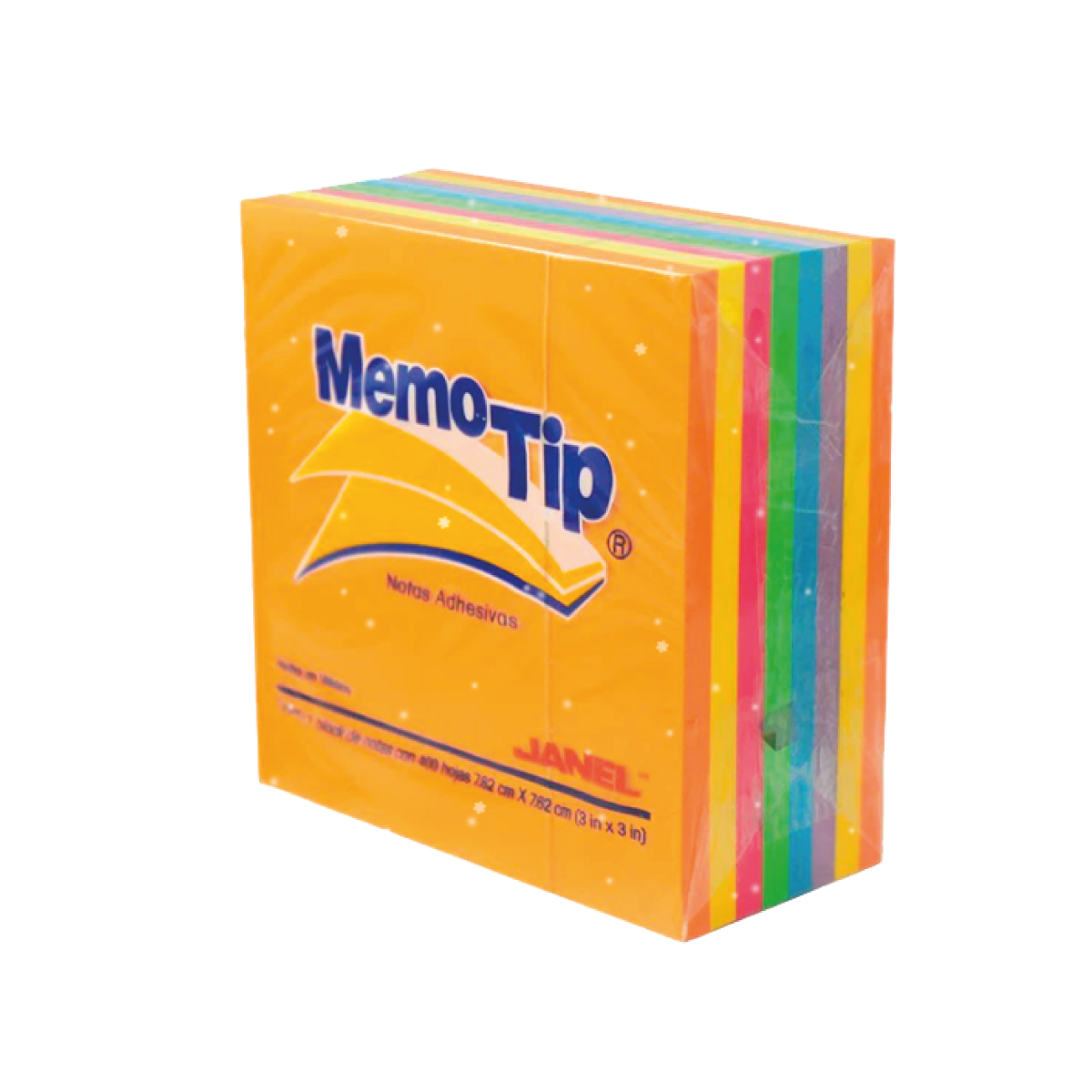 Notas adhesivas Memo Tip Janel #54 Cubo 3x4 400 Hojas Multicolor neón 6590303197
