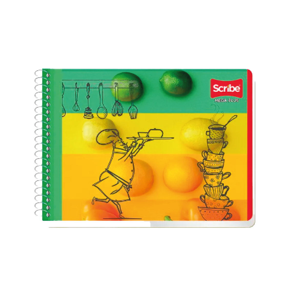 Cuaderno espiral Mega plus cuadro 7 Scribe Italiano 100 hojas Multicolor W4533