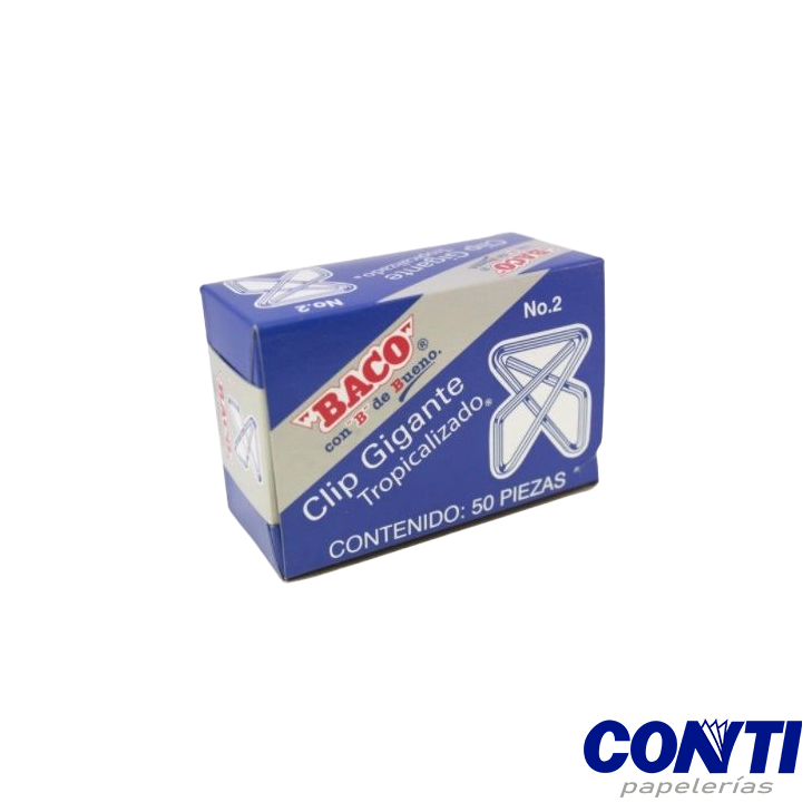 Clip jumbo Zincado Baco No.2 Gigante C/50