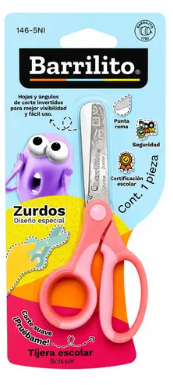 Tijera escolar zurda Punta roma Barrilito Multicolor C/1 146-5ni