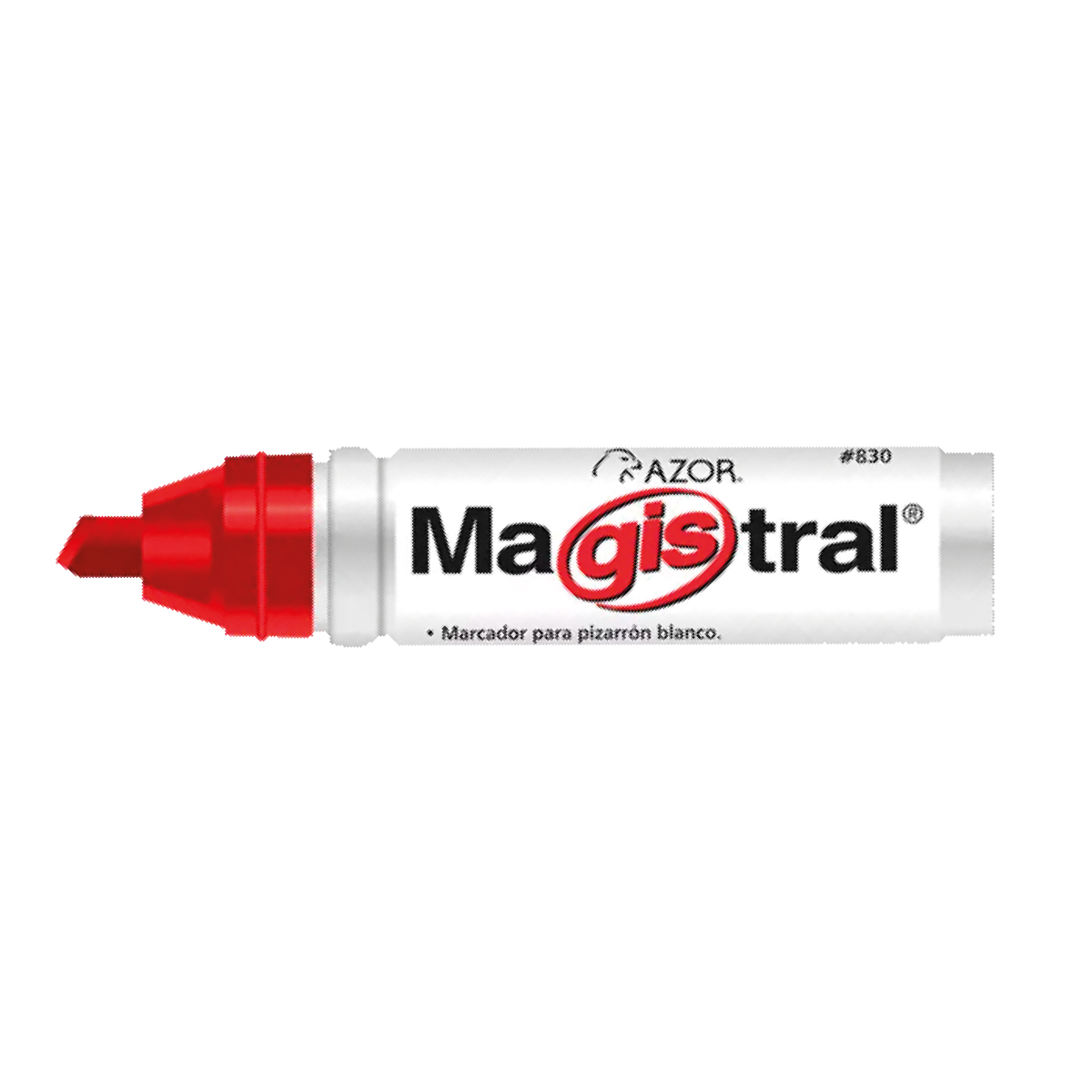 [4] Marcador pizarrón punta cincel Aluminio Magistral Azor 6mm Rojo 830