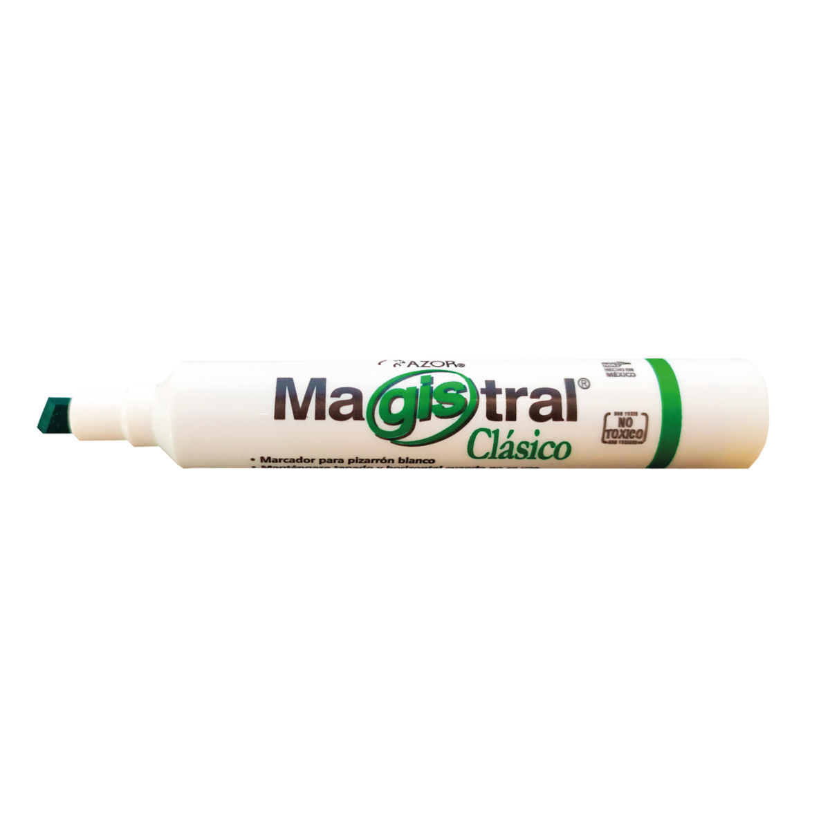 [4] Marcador pizarrón punta cincel Magistral clásico Azor 6mm Verde 83404