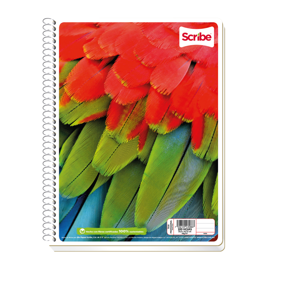 Cuaderno espiral Mega plus raya Scribe Profesional 100 Hojas Multicolor 7510