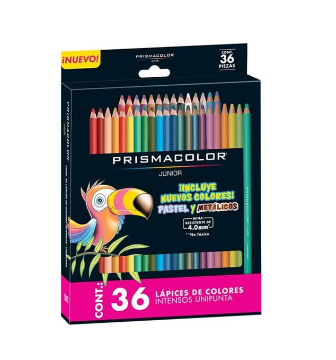 Colores escolares Junior Prismacolor Largos Metalicos / pastel C/36 2153016