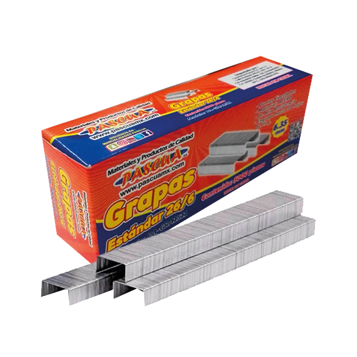 Grapa Pascua 6.35mm C/5000 Estándar 26/6
