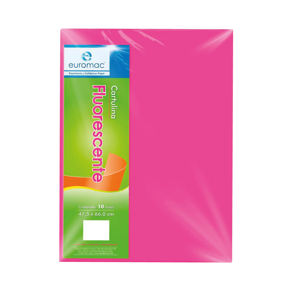 Cartulina escolar Fluorescente Euromac 70x48cm Rosa EF0037