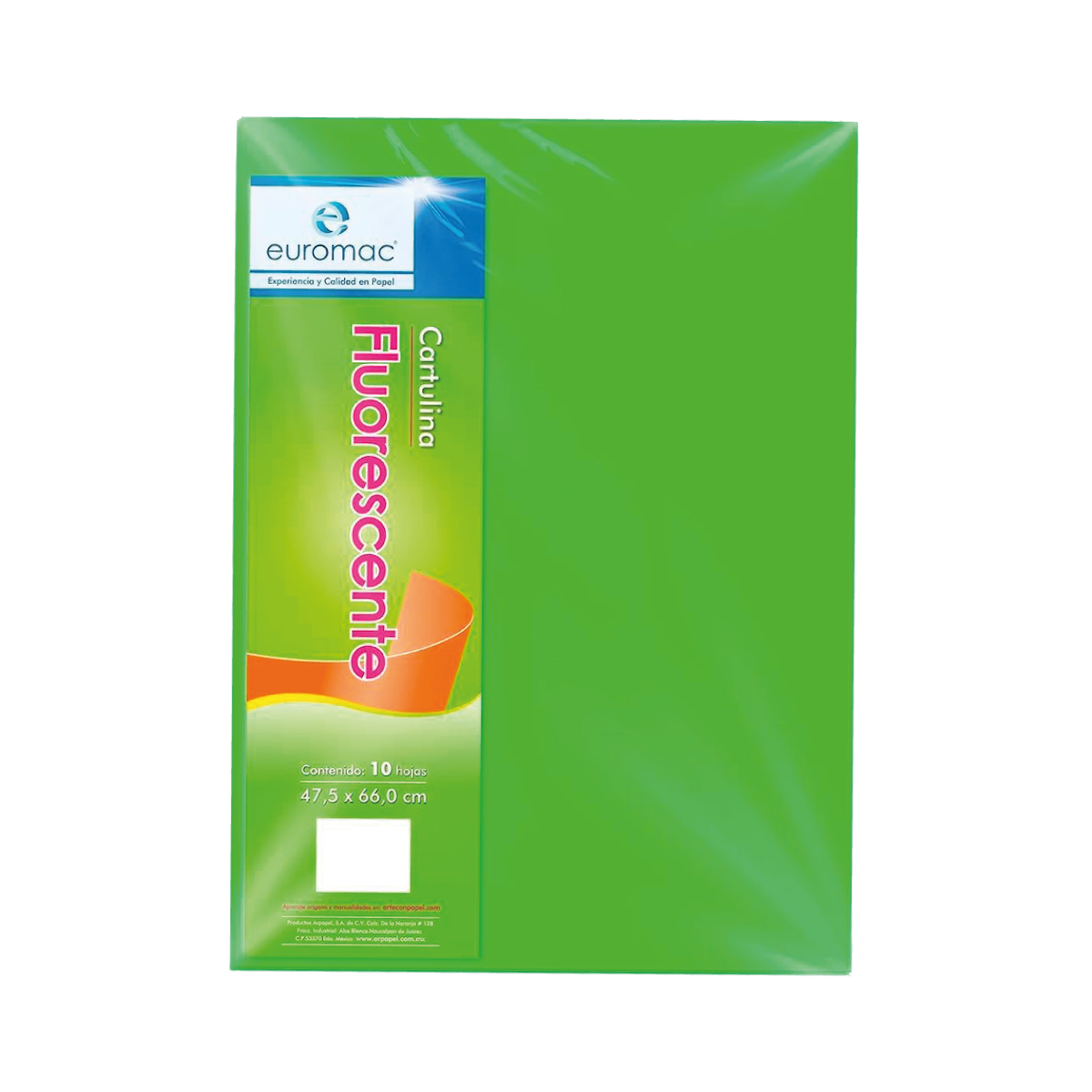 Cartulina escolar Fluorescente Euromac 70x48cm Verde EF0038